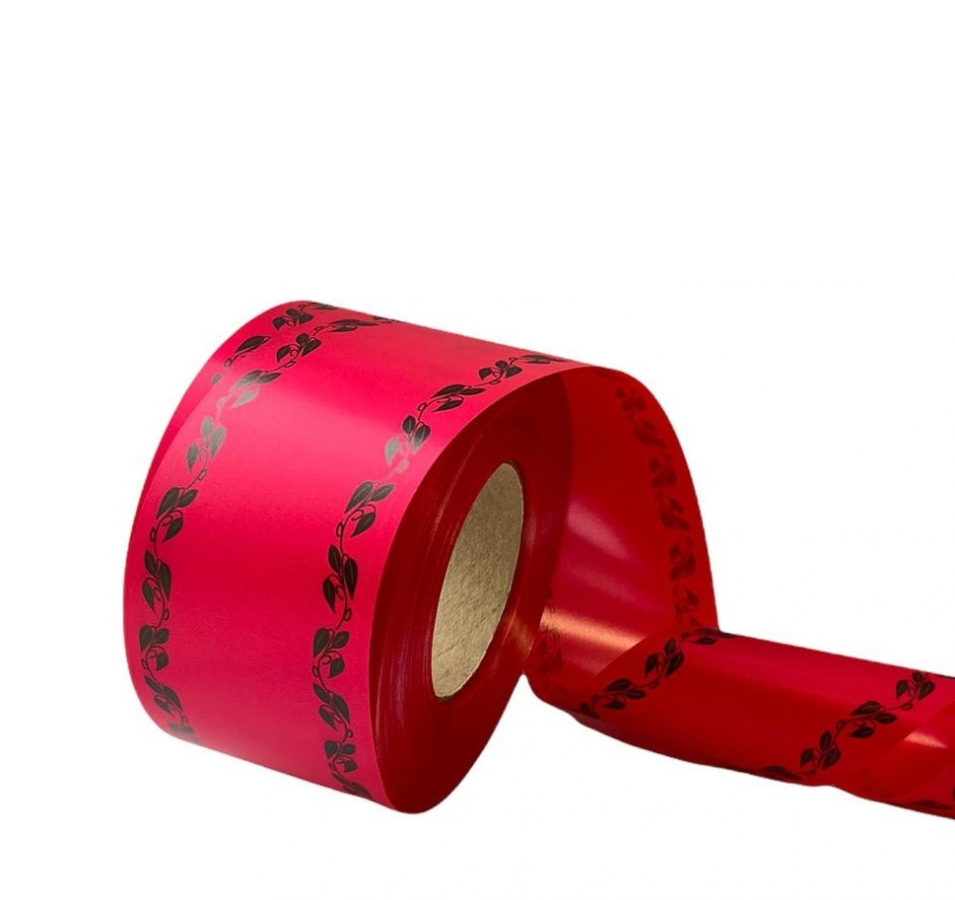Лента полипропиленовая розовая с узором 8 см