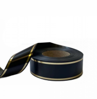 Лента декоративная чёрная с золотом 6 см