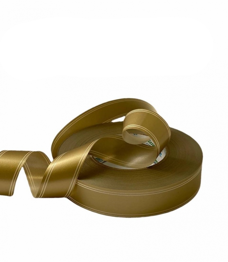 Лента декоративная золотая с полосой 3см