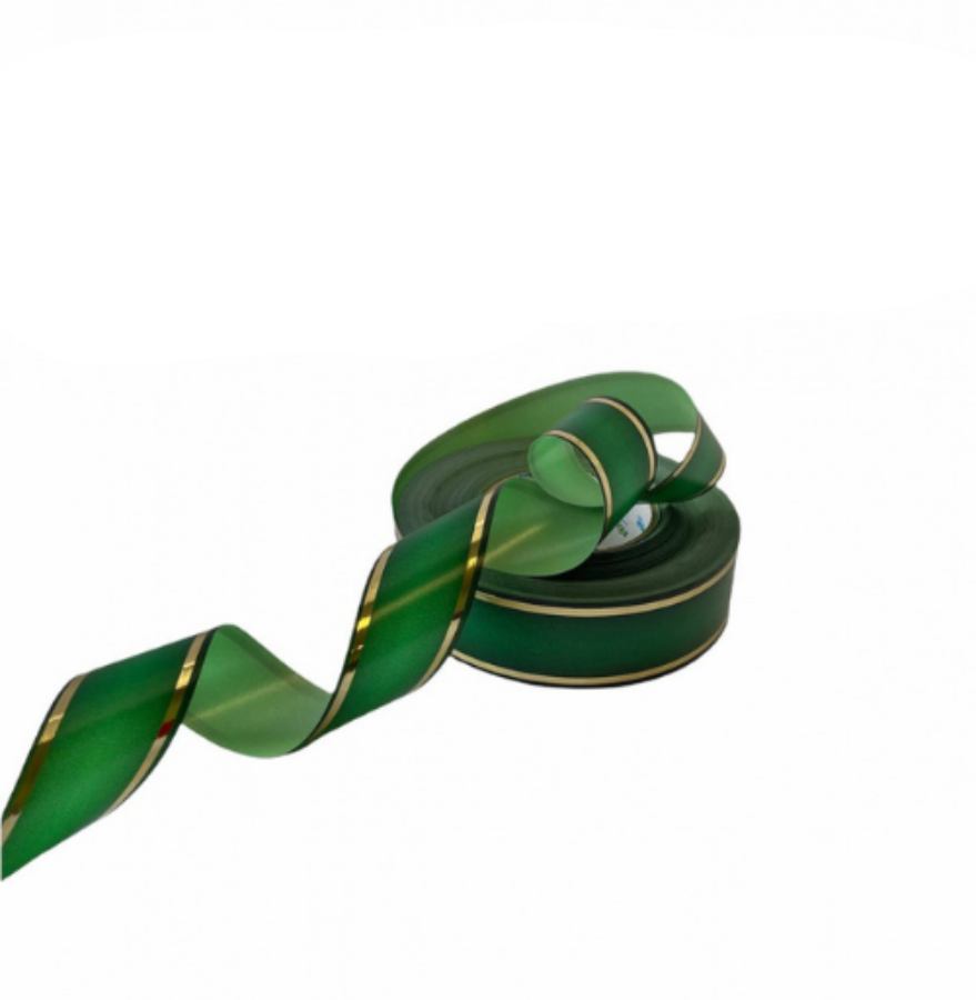 Лента декоративная соня зеленая с золотом, 4см