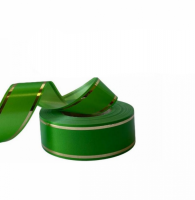 Лента декоративная салатовая с золотом 6 см