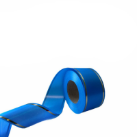 Лента полипропиленовая голубая с золотом 8 см