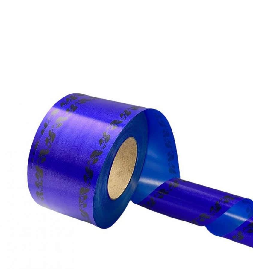 Лента полипропиленовая синяя с узором 8 см