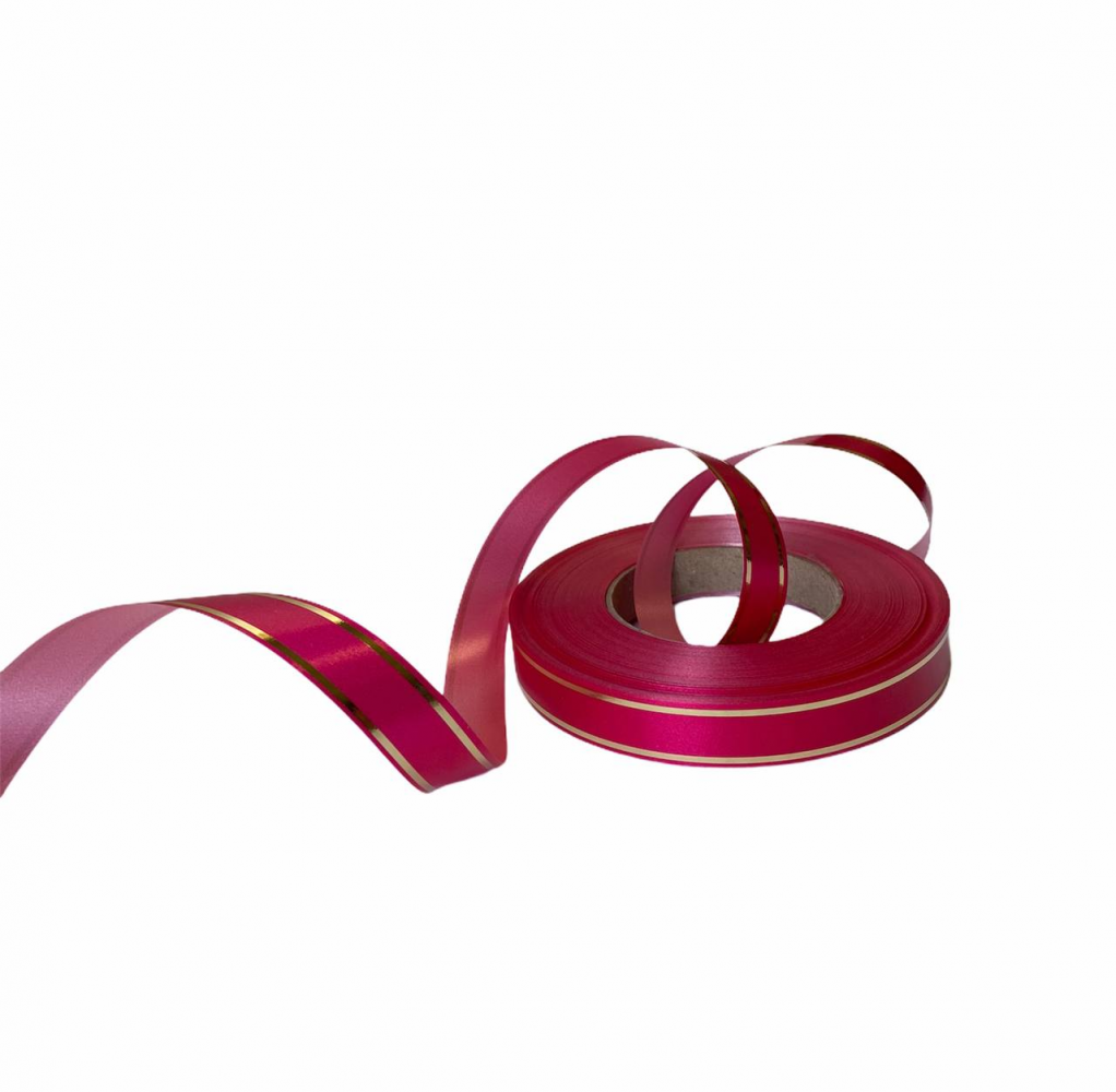 Лента декоративная бордовая с золотом, 2см