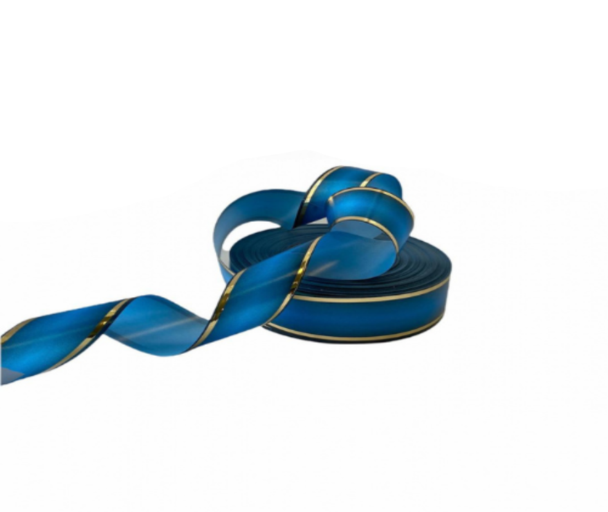 Лента декоративная соня синяя с золотом, 5см