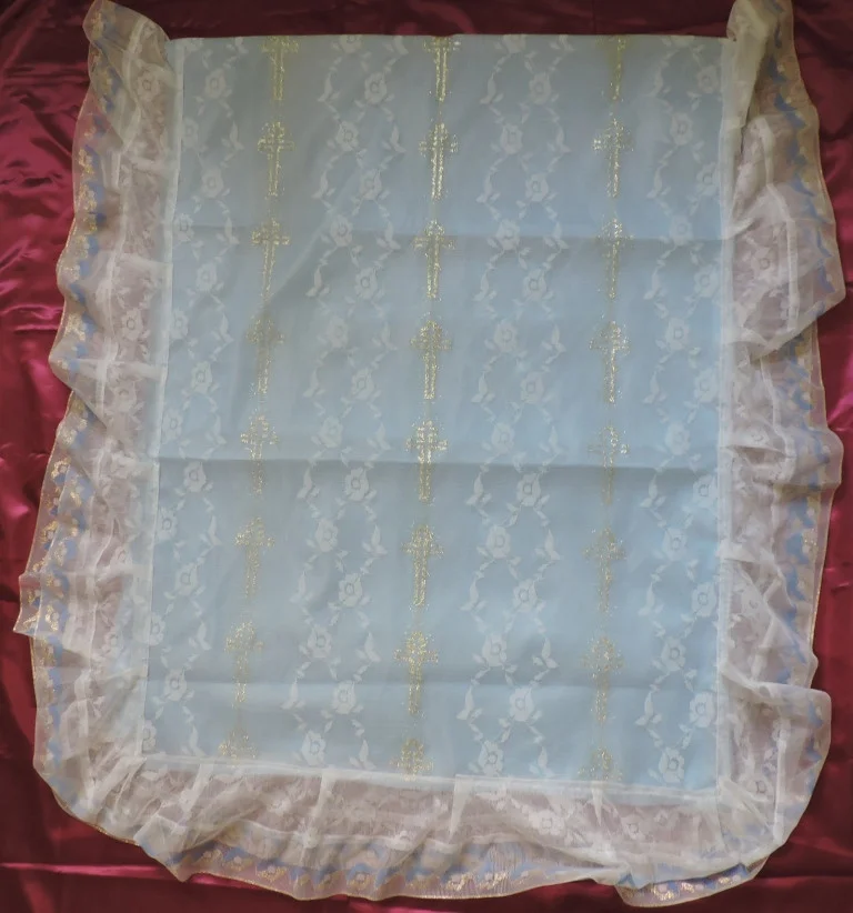 Ритуальное Покрывало Шелк, Тюль цветная, Оборка шелк