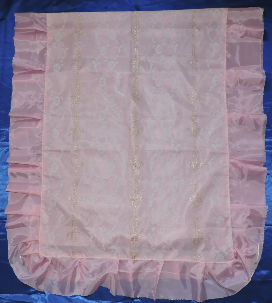 Ритуальное Покрывало Шелк с крестами, оборка шелк